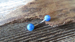 Custom Lengths Blue 5mm and 6mm Double Opals Belly Ring Christina VCH 14G (1.6mm) Piercing Opal Belly Ring Hood Piercing