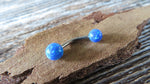 Custom Lengths Blue 5mm and 6mm Double Opals Belly Ring Christina VCH 14G (1.6mm) Piercing Opal Belly Ring Hood Piercing