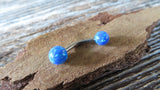 Custom Lengths Blue 5mm and 6mm Double Opals Belly Ring Christina VCH 14G (1.6mm) Piercing Opal Belly Ring Hood Piercing