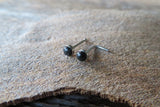 Black Obsidian Natural 3mm Stone Surgical Steel Nose Piercing L Bend or Bone 20G (0.81mm)