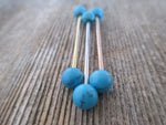 Turquoise Howlite 14G Gold Industrial Surgical Steel Barbell Piercing 14G (1.6mm) 32mm 35mm 38mm
