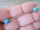 Lapis Lazuli 14G Black Industrial Surgical Steel Barbell Piercing 14G (1.6mm) 32mm 35mm 38mm