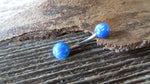Custom Lengths Blue 5mm and 6mm Double Opals Belly Ring Christina VCH 14G (1.6mm) Piercing Opal Belly Ring Hood Piercing