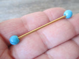 Turquoise Howlite 14G Industrial Surgical Steel Barbell Piercing 14G (1.6mm) 32mm 35mm 38mm