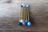 Gold Ion Plated Navy-Blue Green Opal 100% Surgical Steel Industrial Scaffold Barbell 14G (1.6mm) Piercing Minimalist