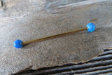 Rose Gold Ion Plated Navy-Blue Green Opal 100% Surgical Steel Industrial Scaffold Barbell 14G (1.6mm) Piercing Minimalist