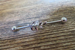 Gold IP Vine CZ Industrial Surgical Steel Barbell Piercing 14G (1.6mm) 32mm 35mm 38mm