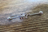 Silver Vine CZ Industrial Surgical Steel Barbell Piercing 14G (1.6mm) 32mm 35mm 38mm