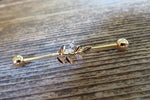 Silver Vine CZ Industrial Surgical Steel Barbell Piercing 14G (1.6mm) 32mm 35mm 38mm