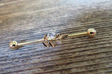 Silver Vine CZ Industrial Surgical Steel Barbell Piercing 14G (1.6mm) 32mm 35mm 38mm
