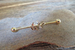Rose Gold IP Vine CZ Industrial Surgical Steel Barbell Piercing 14G (1.6mm) 32mm 35mm 38mm