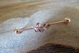 Silver Vine CZ Industrial Surgical Steel Barbell Piercing 14G (1.6mm) 32mm 35mm 38mm