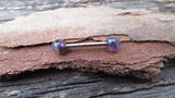 Gold IP Amethyst Minimalist 5mm Natural Stone Barbell Nipple Ring Tongue Ring 14g (1.6mm) Piercing