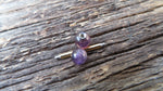Gold IP Amethyst Minimalist 5mm Natural Stone Barbell Nipple Ring Tongue Ring 14g (1.6mm) Piercing
