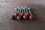 Red Jasper Natural Stone 14G Surgical Steel or Titanium Ti6Al4V ELI Implant Grade Tongue Ring