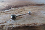 Hematite Natural Stone 14G Surgical Steel or Titanium Ti6Al4V ELI Implant Grade Tongue Ring
