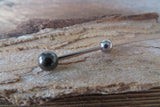 Hematite Natural Stone 14G Surgical Steel or Titanium Ti6Al4V ELI Implant Grade Tongue Ring