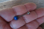 Blue Jasper Natural Stone 14G Surgical Steel or Titanium Ti6Al4V ELI Implant Grade Tongue Ring
