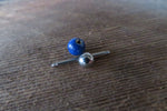 Blue Jasper Natural Stone 14G Surgical Steel or Titanium Ti6Al4V ELI Implant Grade Tongue Ring