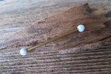 Gold Ion Plated White Opal 100% Surgical Steel Industrial Scaffold Barbell 14G (1.6mm) Piercing