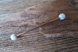 Rose Gold Ion Plated White Opal 100% Surgical Steel Industrial Scaffold Barbell 14G (1.6mm) Piercing