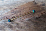 Rose Gold Ion Plated Navy-Blue Green Opal 100% Surgical Steel Industrial Scaffold Barbell 14G (1.6mm) Piercing Minimalist