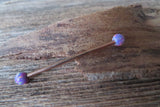 Rose Gold Ion Plated Lavender Opal 100% Surgical Steel Industrial Scaffold Barbell 14G (1.6mm) Piercing Minimalist
