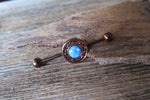 Copper Blue Opal Mandala Surgical Steel 316L Barbell Industrial 14G (1.6mm) Piercing