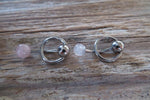 Vertical Hood Piercing Rose Quartz 14G 12G 10G Slave Ring VCH Curved Barbell Jewelry 14G (1.6mm) 12G (2.0mm) 10G (2.5mm) VCH Belly Ring