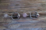 Vertical Hood Piercing Rose Quartz 14G 12G 10G Slave Ring VCH Curved Barbell Jewelry 14G (1.6mm) 12G (2.0mm) 10G (2.5mm) VCH Belly Ring