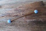 Rose Gold Ion Plated Light Blue Opal 100% Surgical Steel Industrial Scaffold Barbell 14G (1.6mm) Piercing Minimalist