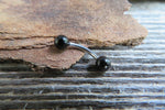 16G Black Obsidian Natural Stone Internally Threaded Surgical Steel Barbell Curve Eyebrow Ring 16G (1.2mm) Piercing