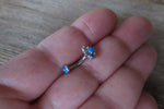 Floating Silver IP White Opal Minimalist Custom Lengths Opal Crystal Flower Gems Belly Ring 14g VCH Internally Threaded Piercing
