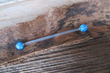 Light Baby Blue Opal Stone Pregnancy Bio-flex Biolex Bioplast Retainer Piercing Belly Ring