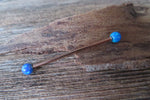 Gold Ion Plated Blue Opal 100% Surgical Steel Industrial Scaffold Barbell 14G (1.6mm) Piercing Minimalist