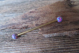 Rose Gold Ion Plated Lavender Opal 100% Surgical Steel Industrial Scaffold Barbell 14G (1.6mm) Piercing Minimalist