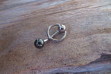 Vertical Hood Piercing Red Tiger Eye 14G 12G 10G Slave Ring VCH Curved Barbell Jewelry 14G (1.6mm) 12G (2.0mm) 10G (2.5mm) VCH Belly Ring