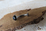 Black Obsidian Floating Minimalist 100% Surgical Steel Disk End Belly Ring 14g VCH Internally Threaded Piercing Custom Lengths