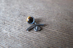 Black Onyx Titanium Ti6Al4V ELI Implant Grade Natural Stone Minimalist VCH Floating Belly Ring Curve 14g Internally Threaded Piercing