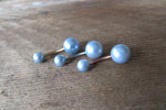 Rose Gold Baby Blue Faux Pearl Belly Ring 14g (1.6mm) Piercing