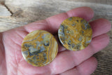 Crazy Lace Agate Natural Stone Flared Ear Plugs Full Pair of Two Ear Plugs