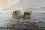 Crazy Lace Agate Natural Stone Flared Ear Plugs Full Pair of Two Ear Plugs
