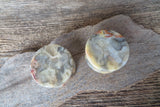 Crazy Lace Agate Natural Stone Flared Ear Plugs Full Pair of Two Ear Plugs