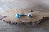 Turquoise Howlite Stone Floating Minimalist 100% Surgical Steel Belly Ring 14g VCH Internally Threaded Piercing Custom Lengths