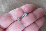 Green Aventurine Floating Minimalist 100% Surgical Steel Disk End Belly Ring 14g VCH Internally Threaded Piercing Custom Lengths
