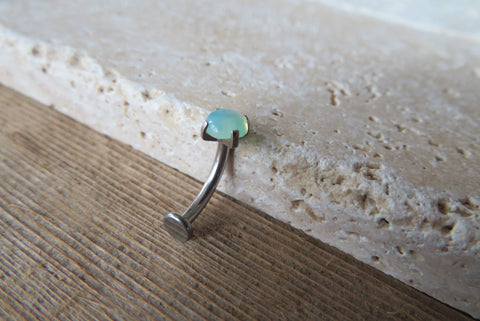 Green Aventurine Floating Minimalist 100% Surgical Steel Disk End Belly Ring 14g VCH Internally Threaded Piercing Custom Lengths