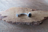 Black Obsidian Floating Minimalist 100% Surgical Steel Disk End Belly Ring 14g VCH Internally Threaded Piercing Custom Lengths