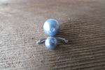 Rose Gold Baby Blue Faux Pearl Belly Ring 14g (1.6mm) Piercing