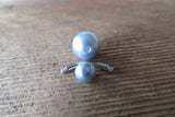 Rose Gold Baby Blue Faux Pearl Belly Ring 14g (1.6mm) Piercing