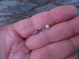 Spike Vertical Lip Natural White Howlite Stone 16G 100% Surgical Steel Curve Eyebrow Rook Barbell Ring Lip Piercing